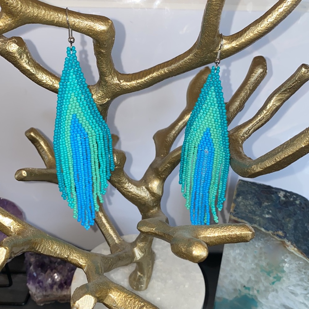 HP๐NEW Boho Stunning turquoise bead earrings - Picture 11 of 14